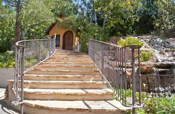 Painted exterior stair and railing detail